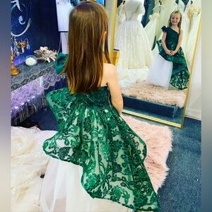 Emerald green flower girl dress